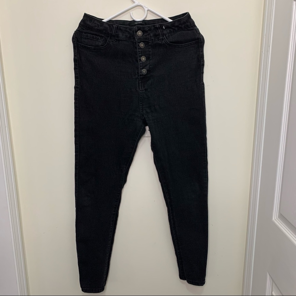 Forever21 Washed Black Hi Waisted Jeans Jeggings